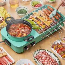 Electric Hot Pot with Grill,1600W 3-in-1 Smokeless Raclette Table Grill for Kitchen, Barbecue Shabu Hot Pot with Non-Stick Cooking Removable Plate