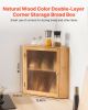 VEVOR Corner Bread Box for Kitchen Counter, Double Layer Large Capacity Bamboo Bread Storage Container, Farmhouse Wooden Breadbox for Homemade Bread