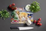 Labrador Retriever Christmas Cookies Glass Cutting Board Decorative Tempered Glass Kitchen Cutting and Serving Board Large Size Chopping Board